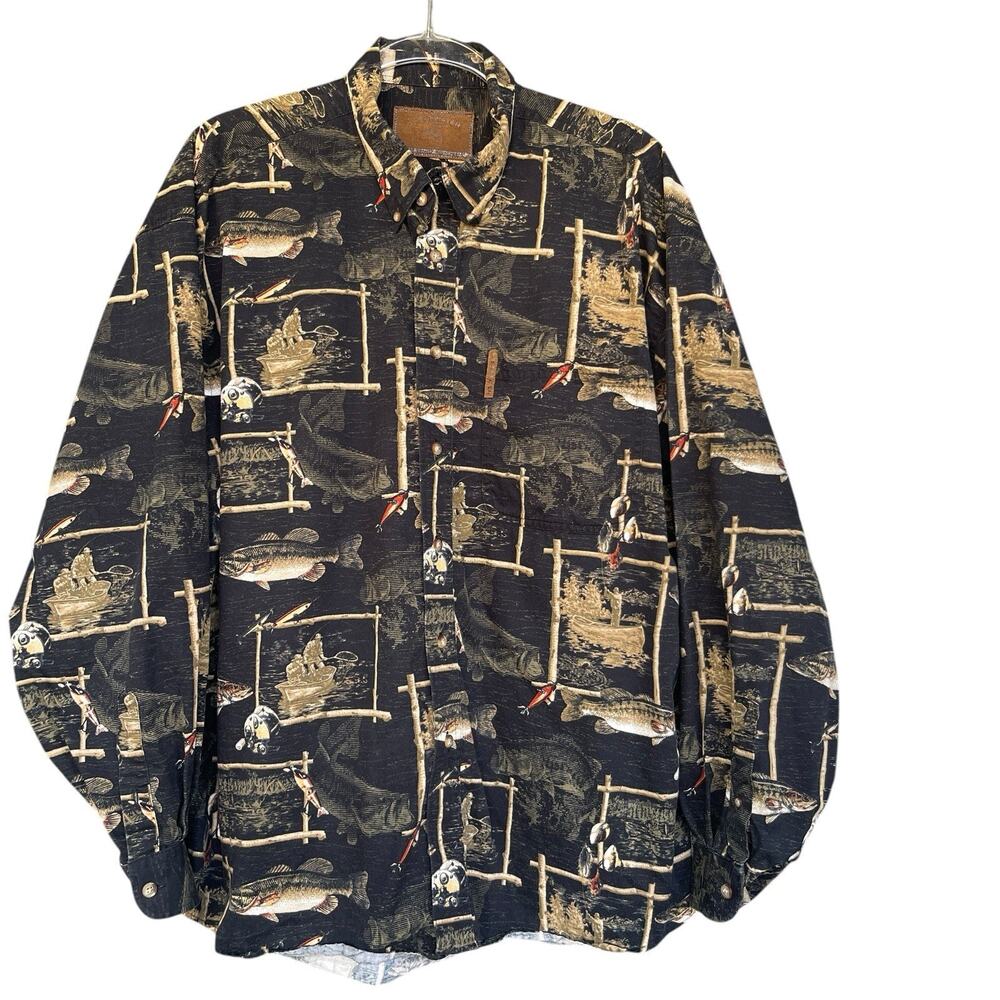Clearwater Outfitters Mens Button Up Shirt Extra Large XL Bass Fishing Outdoor
